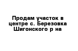 Продам участок в центре с. Березовка Шигонского р-на